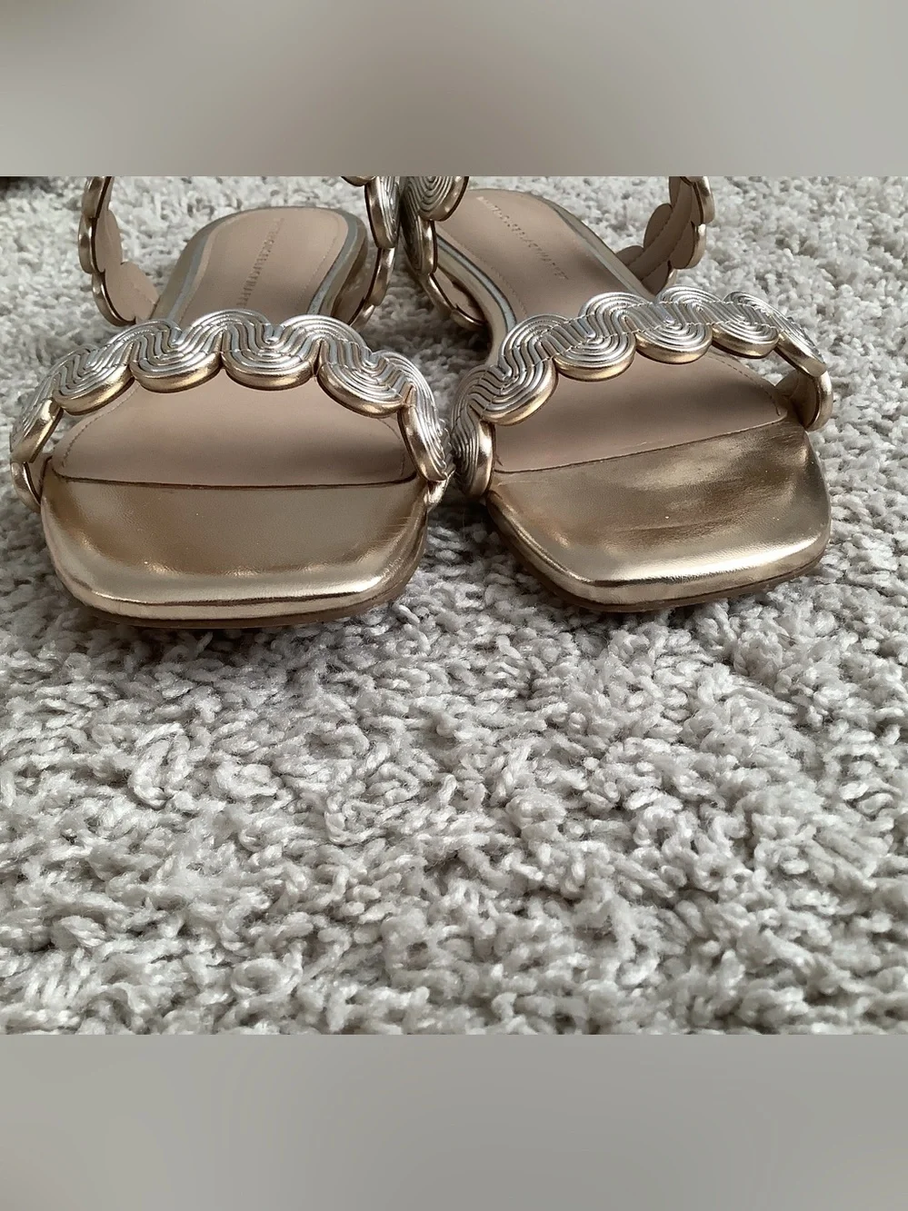 WORN ONCE! White House Black Market Mixed Metal Flat Sandal - Picture 7 of 9